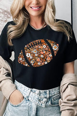 US3001P-E3133 Floral Football Graphic Plus Tee $16