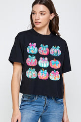 CTS-E3137 Coquette Pumpkin Graphic Relaxed Crop Top $11