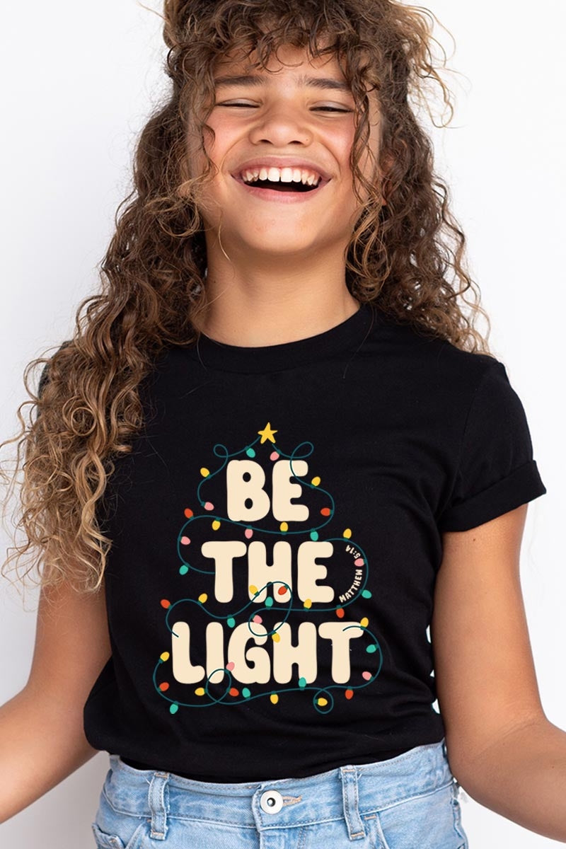 US3001Y-E3202Z Be the Light Christmas Kids Graphic Tee $11