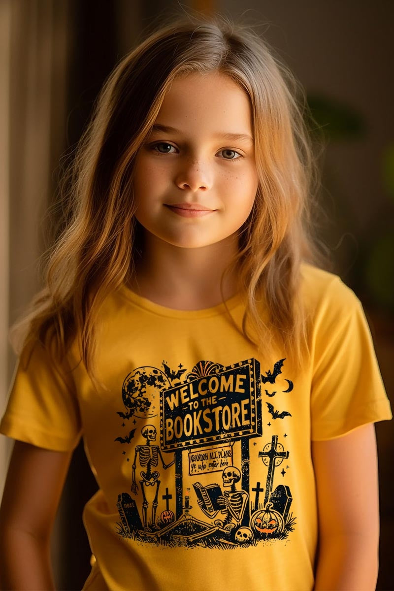 US3001Y-E3122Z Bookstore Halloween Kids Graphic Tee $11