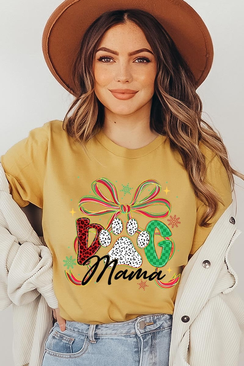 US3001P-E3194 Dog Mama Christmas Paw Graphic Plus Tee $16