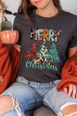 US3001-E3200 Merry Christmas Trees Graphic Tee $12.5