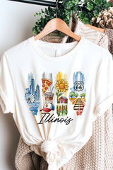 US3001P-E3061IL Illinois State Brushstroke Graphic Plus Tee $16