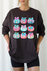 UL240-E3137 Coquette Pumpkin Graphic Long Sleeve Tee $13.75