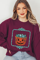 UL180P-E3140 Halloween turquoise pumpkin Plus Sweatshirt $25