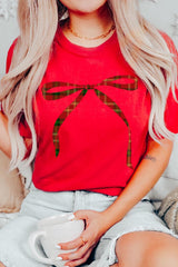 US3001P-E3211 Red Bow Christmas Graphic Plus Tee $16