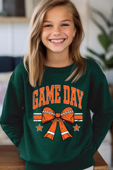 UL180B-E3064Z Orange Game Day Football Bow Kids Sweatshirt $20