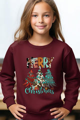 UL180B-E3200Z Merry Christmas Trees Kids Graphic Sweatshirt $20
