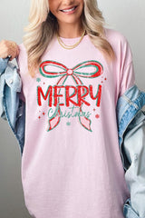 5000P-E3197 Merry Christmas Bow Graphic Plus Heavy Cotton Tee $12.75