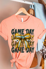 US3001-E3090 Yellow Football Game Day Bow Graphic Tee $12.5