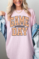 5000-E3129 Orange Gingham Game Day Graphic Heavy Cotton Tee $9