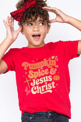 US3001Y-E3164Z Pumpkin Spice & Jesus Kids Graphic Tee $11