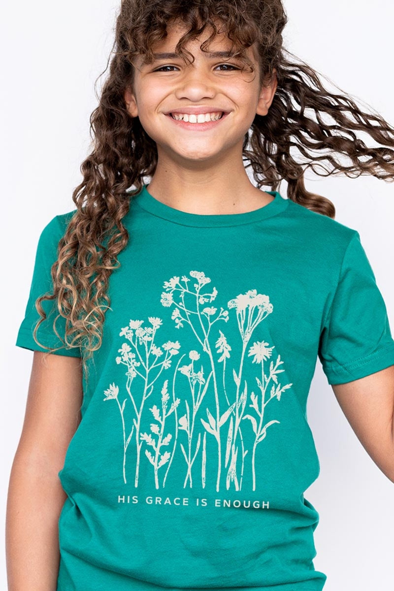 US3001Y-E3146Z Christian Wildflower Kids Graphic Tee $11