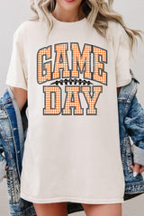 5000-E3129 Orange Gingham Game Day Graphic Heavy Cotton Tee $9