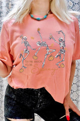 US3001-E3123 Halloween Skeleton Graphic Tee $12.5