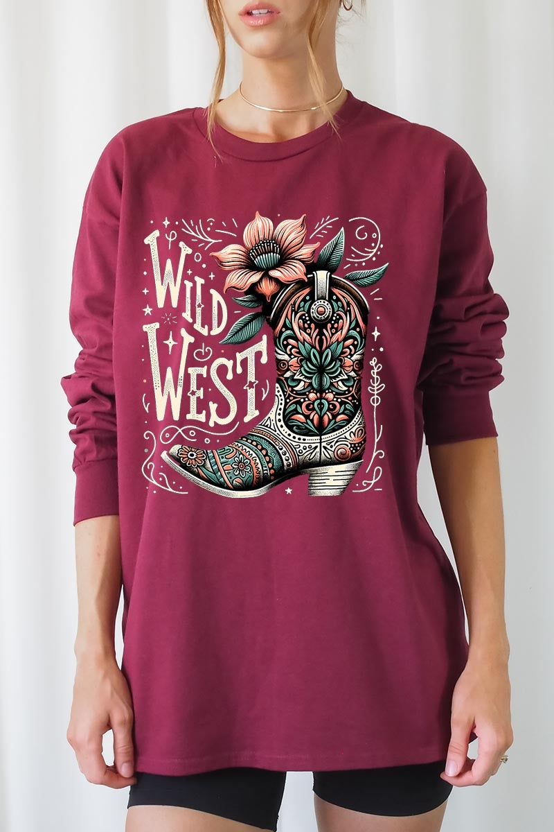 UL240P-E3100 Wild West Cowgirl Boot Plus Long Sleeve Tee $17