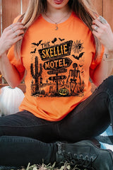 US3001-E3108 Skellie Motel Halloween Graphic Tee $12.5