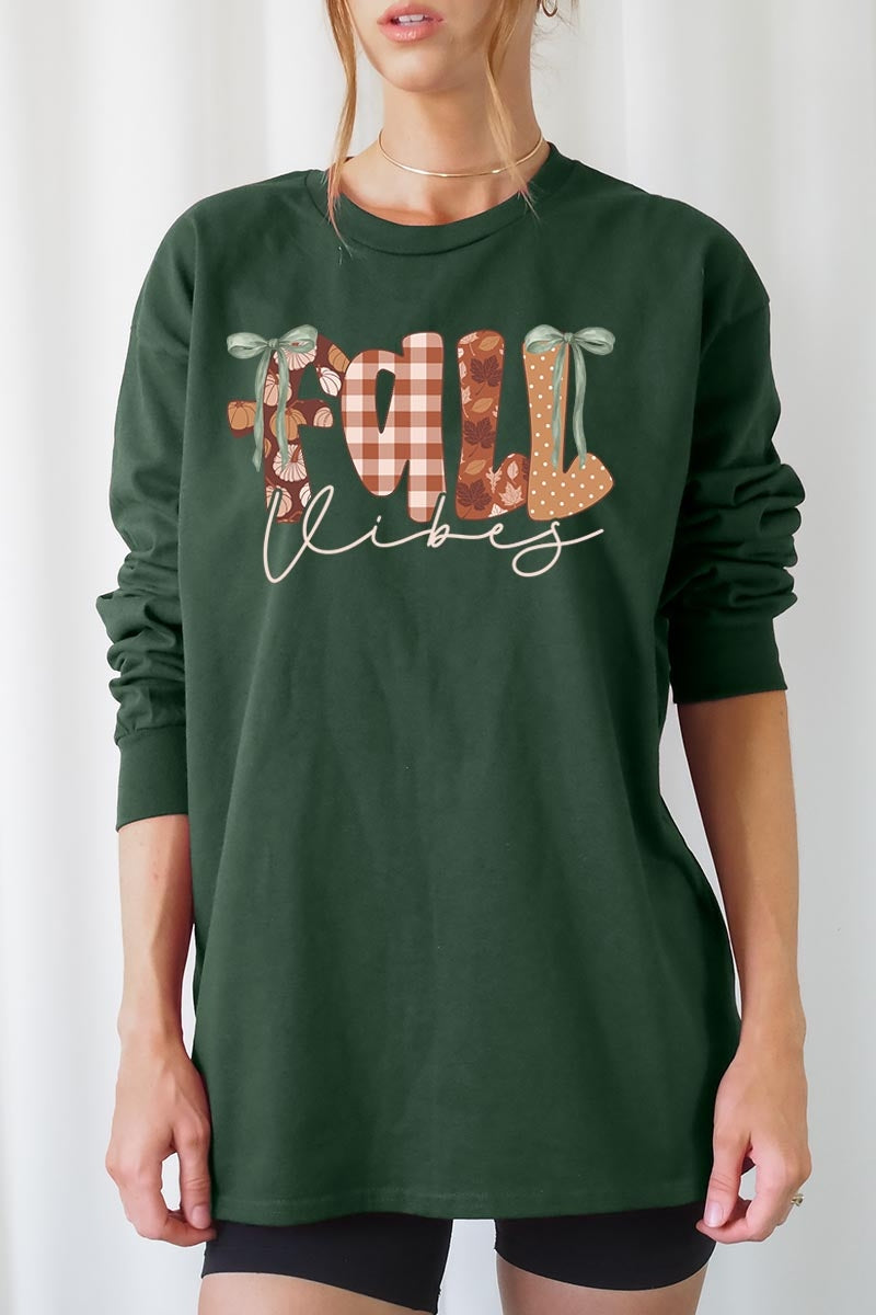 UL240P-E3071 Fall Vibes Rustic Graphic Plus Long Sleeve Tee $17