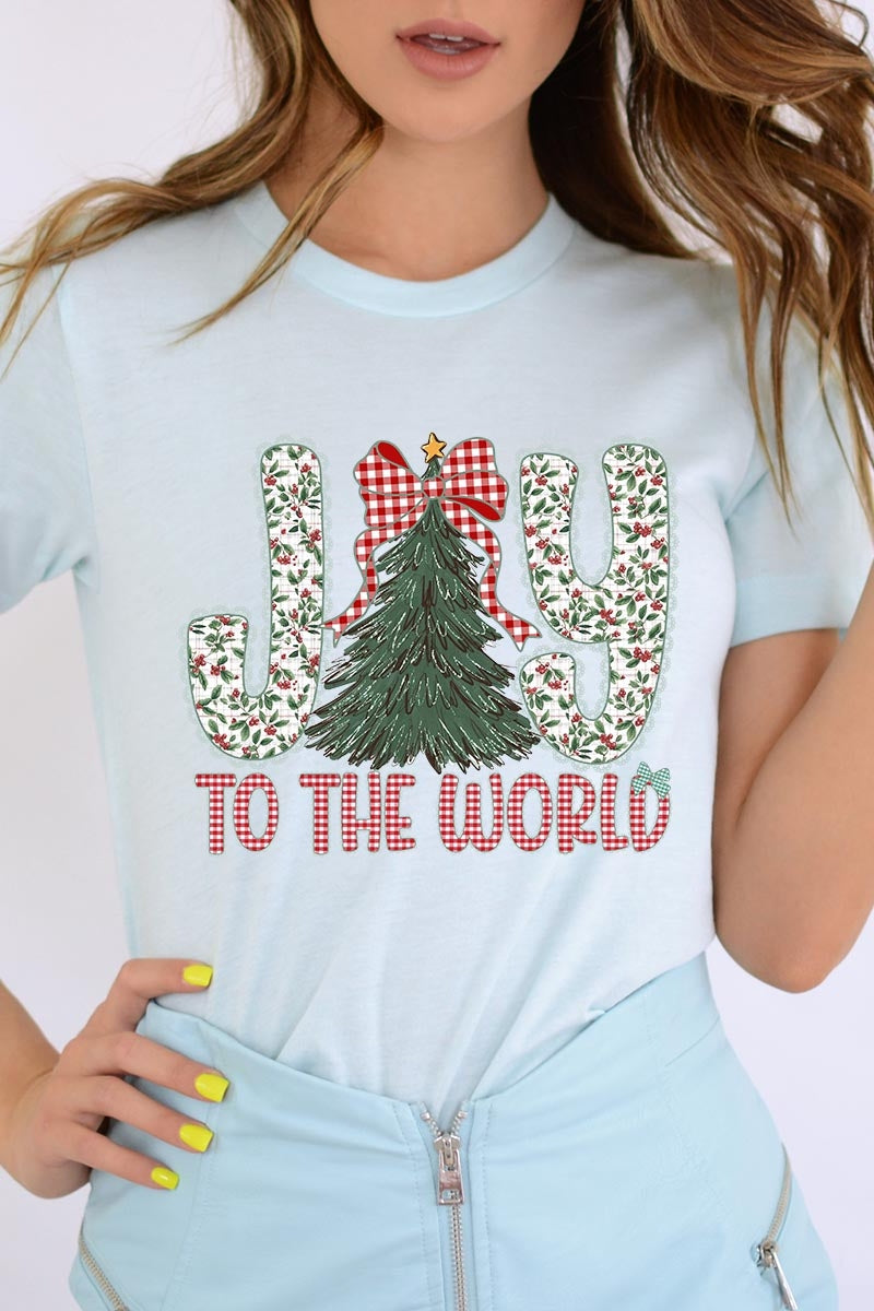 US3001P-E3213 Joy to the World Graphic Plus Tee $16