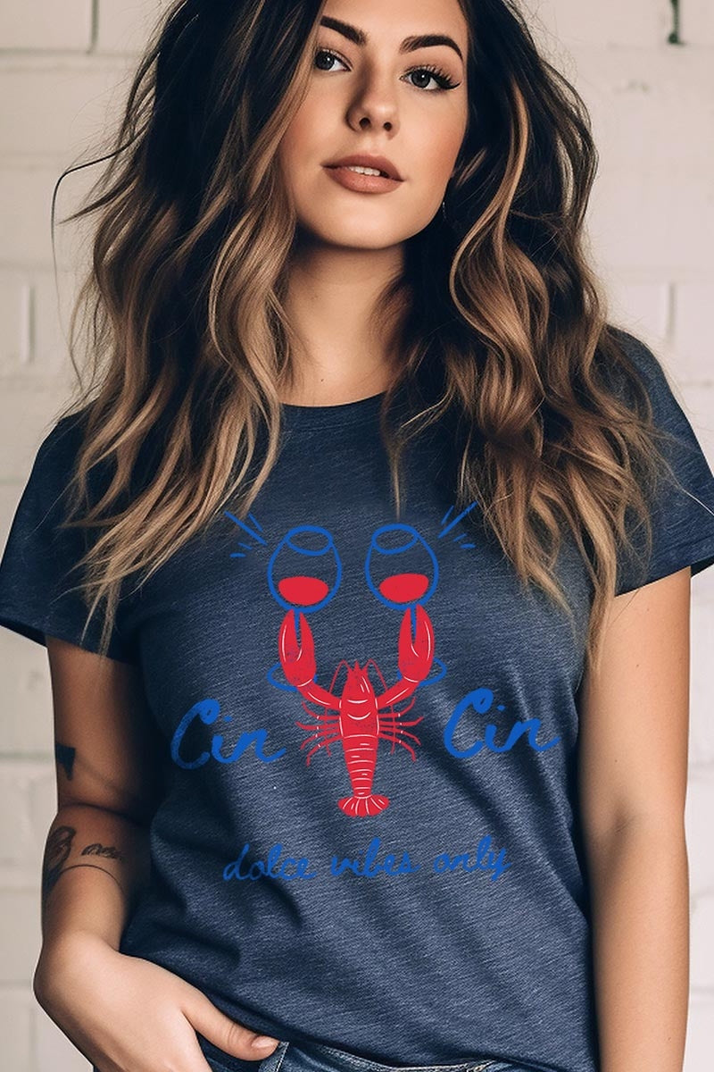 US3001P-E3069 Cin Cin Lobster Celebration Graphic Plus Tee $16