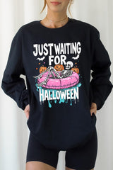 UL240P-E3138 Just Waiting For Halloween Plus Long Sleeve Tee $17