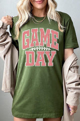 US3001-E3126 Red Gingham Game Day Graphic Tee $12.5
