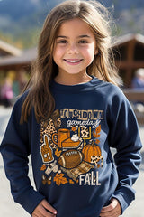 UL180B-E3134Z Fall Football Collage Kids Graphic Sweatshirt $20