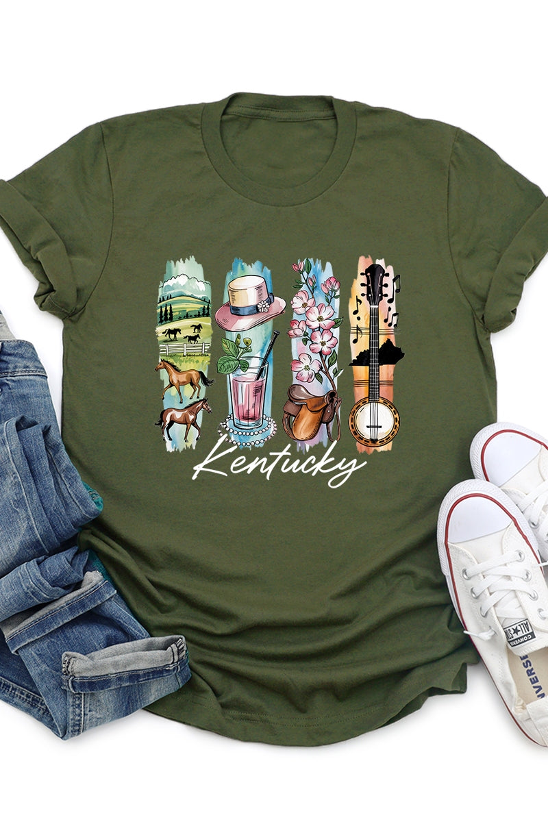 US3001-E3061KY Kentucky State Brushstroke Graphic Tee $12.5
