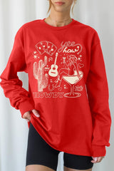 UL240-E3097 Cowgirl Country Music Graphic Long Sleeve Tee $13.75