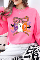 UL180-E3120 Boo Brushstroke Bow Graphic Sweatshirt $20