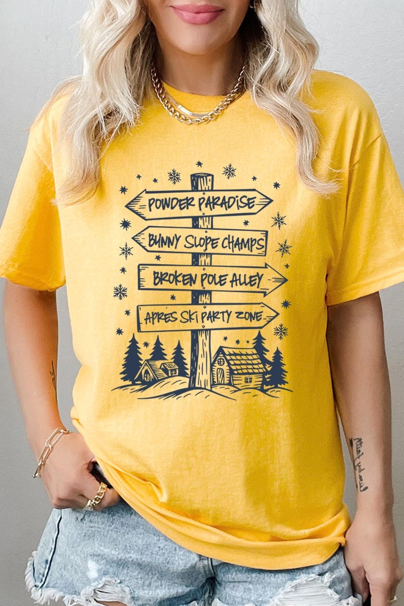 5000-E3189 Ski Lodge Signs Graphic Heavy Cotton Tee $9
