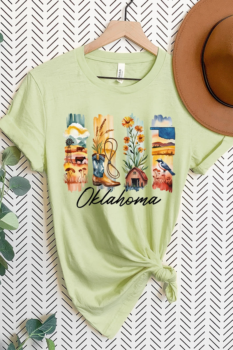 US3001P-E3061OK Oklahoma State Brushstroke Graphic Plus Tee $16