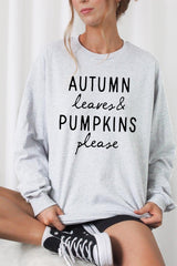 UL240P-E3158 Autumn Leaves Pumpkins Graphic Plus Long Sleeve Tee $17