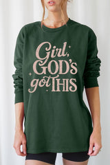 UL240-E3102 Girl, Godu2019s Got This Graphic Long Sleeve Tee $13.75