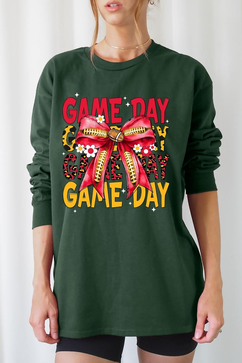 UL240P-E3091 Red Yellow Football Bow Plus Long Sleeve Tee $17
