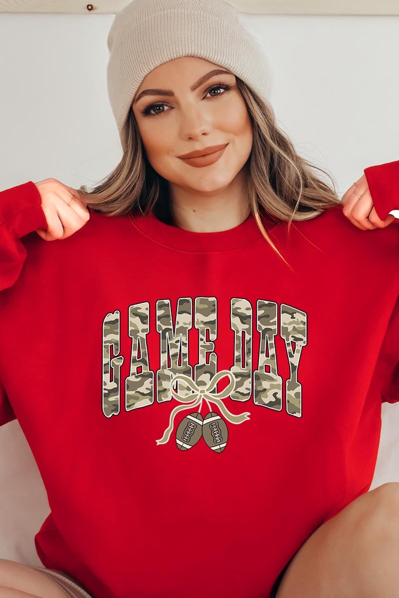 UL180P-E3131 Football Game Day Camo Graphic Plus Sweatshirt $25