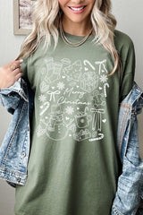 5000P-E3181 Christmas Doodle Graphic Plus Heavy Cotton Tee $12.75