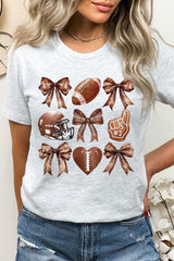 US3001-E3054 Cute Football and Bow Graphic Tee $12.5
