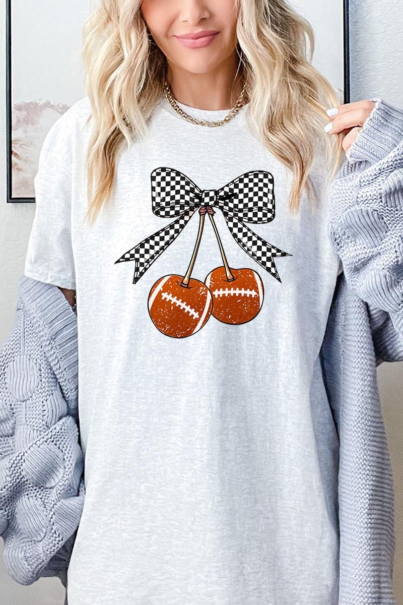 5000-E3055 Football Cherries Graphic Heavy Cotton Tee $9