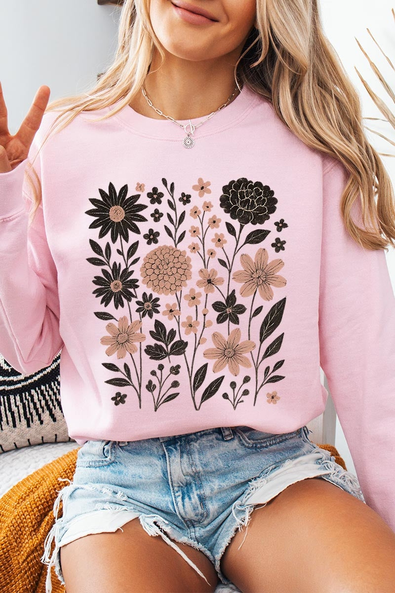 UL180P-E3178 Fall Floral Garden Graphic Plus Sweatshirt $25
