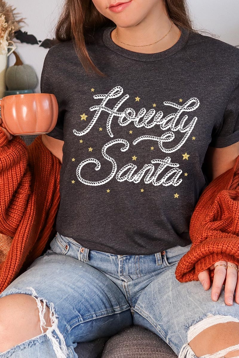 US3001-E3199 Howdy Santa Graphic Tee $12.5