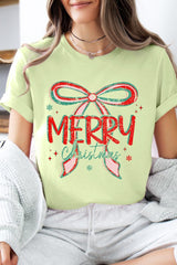 US3001P-E3197 Merry Christmas Bow Graphic Plus Tee $16