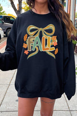 UL180-E3121 Fall Brushstroke Bow Graphic Sweatshirt $20