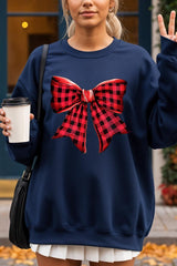 UL180-E3198 Red Buffalo Plaid Bow Graphic Sweatshirt $20