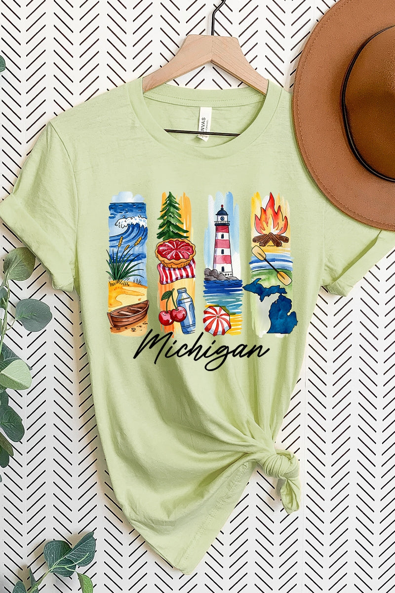 US3001-E3061MI Michigan State Brushstroke Graphic Tee $12.5