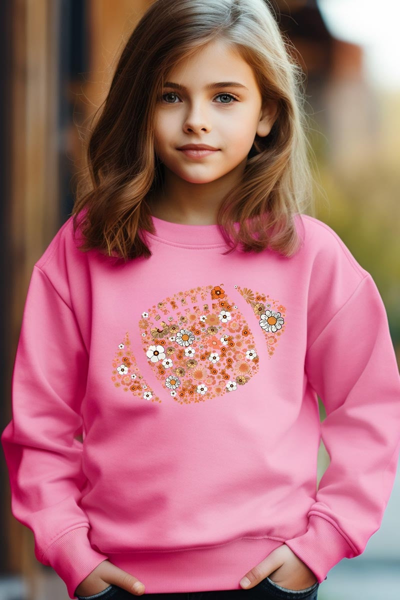 UL180B-E3133Z Floral Football Kids Graphic Sweatshirt $20