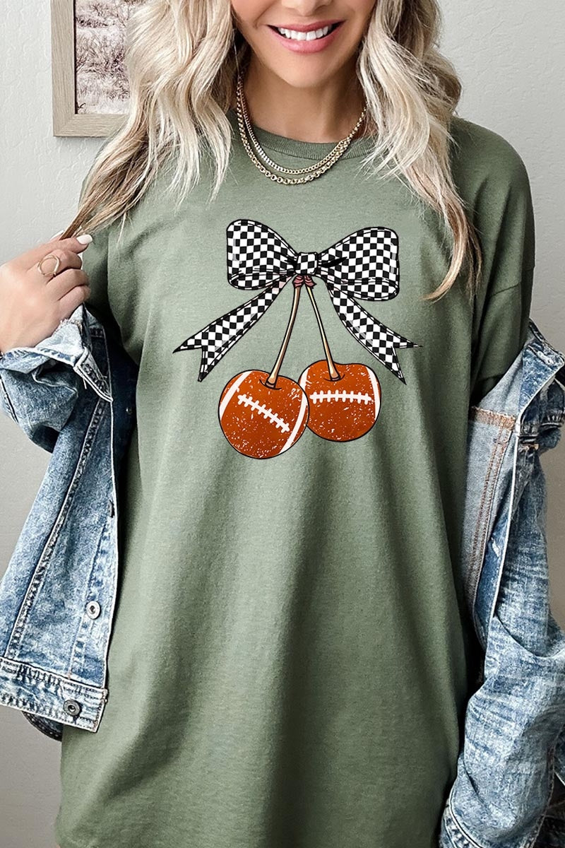 5000P-E3055 Football Cherries Graphic Plus Heavy Cotton Tee $12.75