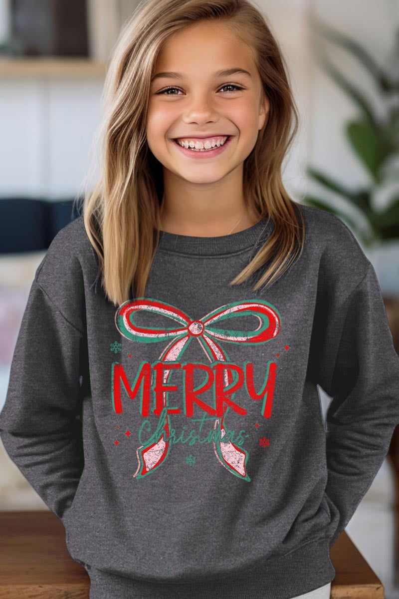 UL180B-E3197Z Merry Christmas Bow Kids Graphic Sweatshirt $20