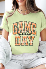 US3001-E3129 Orange Gingham Game Day Graphic Tee $12.5