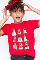 US3001Y-E3106Z Halloween Ghost Dog Kids Graphic Tee $11